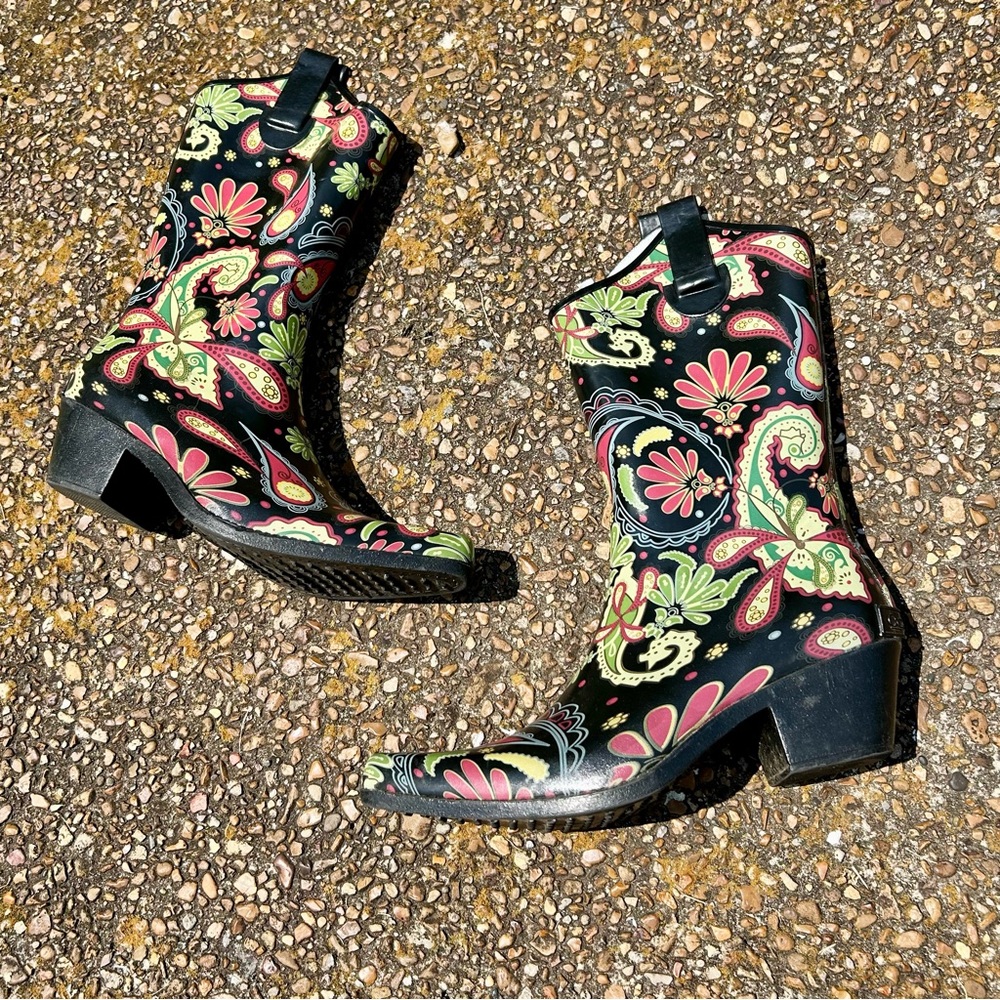 Corky’s Floral Paisley Women's Western Rain Boots Size 9